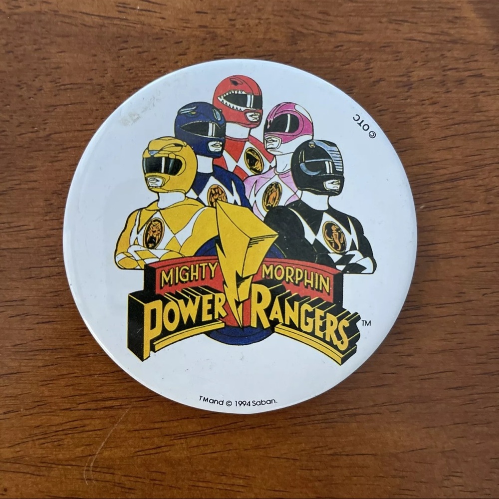 Vintage Mighty Morphin Power Rangers 1994 Button Pinback White